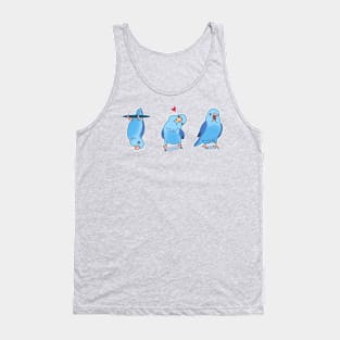 Three Blue parrotlet doodles Tank Top